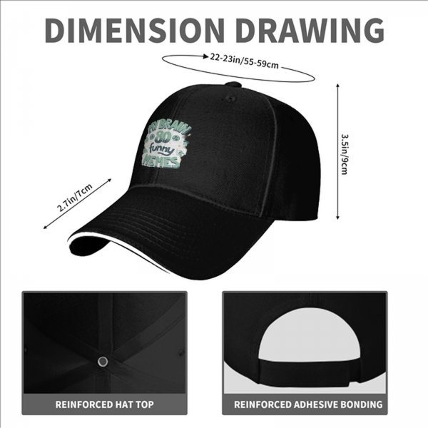 Black baseball cap with 'My Brain Is 80 Funny Memes' graphic