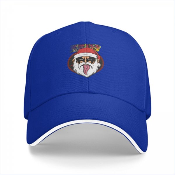 Black Baseball Cap With Rock Santa Claus Graphic For Christmas