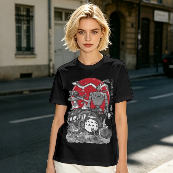 Studio Ghibli Characters Graphic Olive T-Shirt