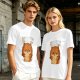 Olive green t-shirt with grumpy fox offering a hug graphic