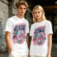 Olive t-shirt with retro hot juice devil graphic print