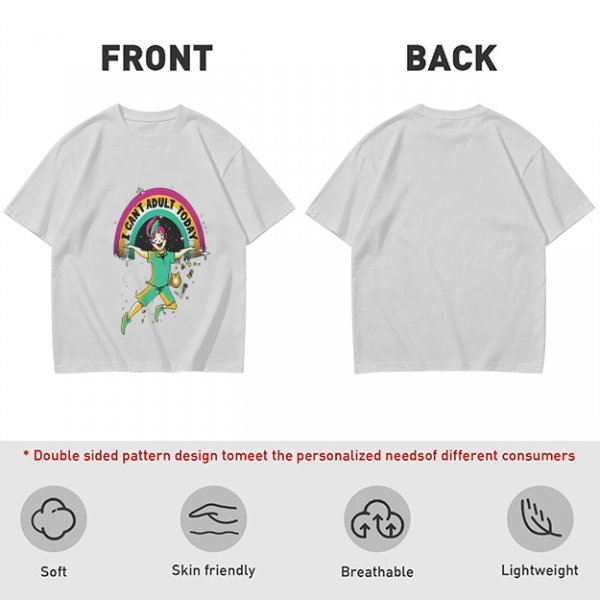 Olive Graphic T-Shirt With 'I Can't Adult Today' Rainbow Design