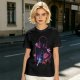 Olive t-shirt with neon star wars style female silhouette print