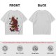 Olive T-shirt with Red Chinese Dragon and Cloud Graphic Print