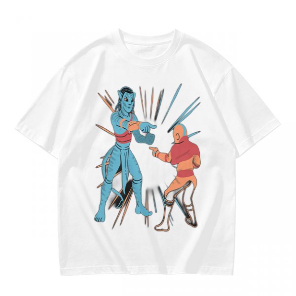 Olive T-shirt with Avatar Na'vi and Aang Pointing Meme Art