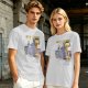 Olive T-Shirt with Shy Mage Wizard and Magical Artwork Print