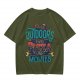 Olive Graphic T-Shirt With 'You Go Outdoors I Have Pizza And Movies' Print