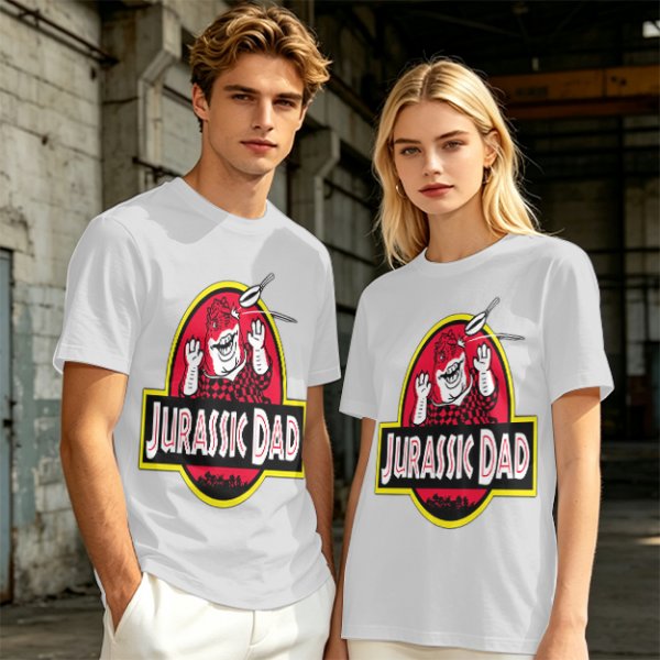 Olive T-Shirt with Jurassic Dad Dinosaur Graphic Print