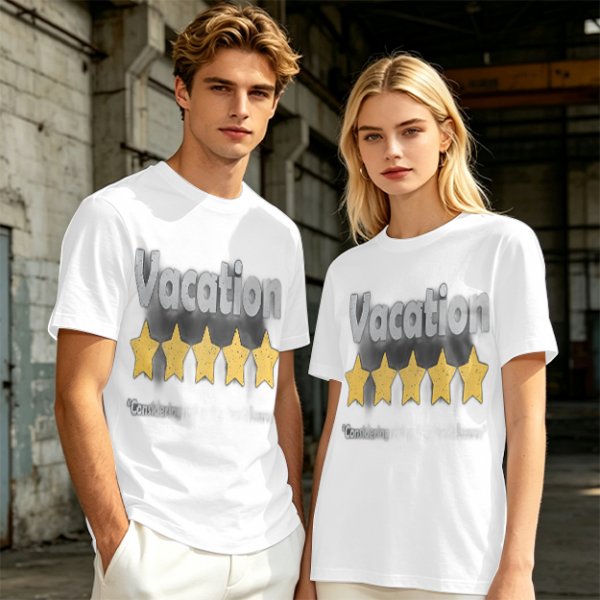 Olive Green T-Shirt With Vacation And Five Star Graphic Print