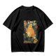 Olive t-shirt with vintage comic style 'I Blew Up The Cat!' print
