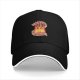 Black baseball cap with flame and banner graphic design