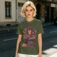 Olive T-Shirt With A Bear Holding A Campfire Mug Design