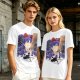 Olive T-Shirt With Witch Anime Girl and Cat Silhouette Print