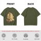 Olive Green T-Shirt With Cartoon Droopy Pug Graphic Print
