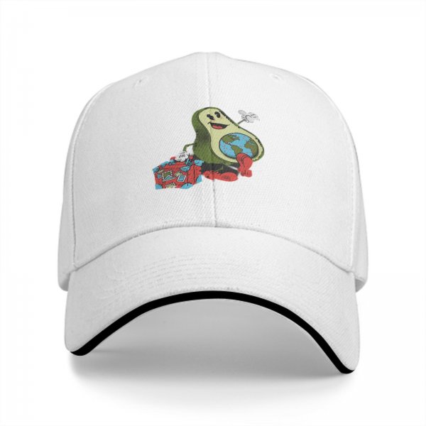 Black baseball cap with retro avocado traveler graphic