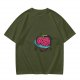 Olive T-Shirt With Swirled Heart Fruit Graphic Print