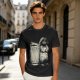 Olive Green T-Shirt With Raccoon Standing Next To Trash Can Graphic
