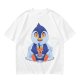 Olive T-shirt with Cute Penguin Drinking Boba Tea Print