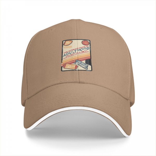 Black Baseball Cap With Retro Adulthood Guide Print