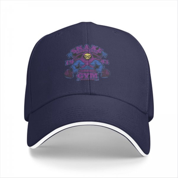 Black baseball cap with Skeletor Snake Mountain Gym graphic