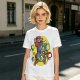 Olive T-shirt with Block Style Mario Riding Yoshi and Mushroom Graphics