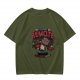 Olive t-shirt with cat graphic and 'You Found The Remote' movie text