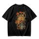 Olive T-shirt with Monster Burger and Japanese Graphic Print